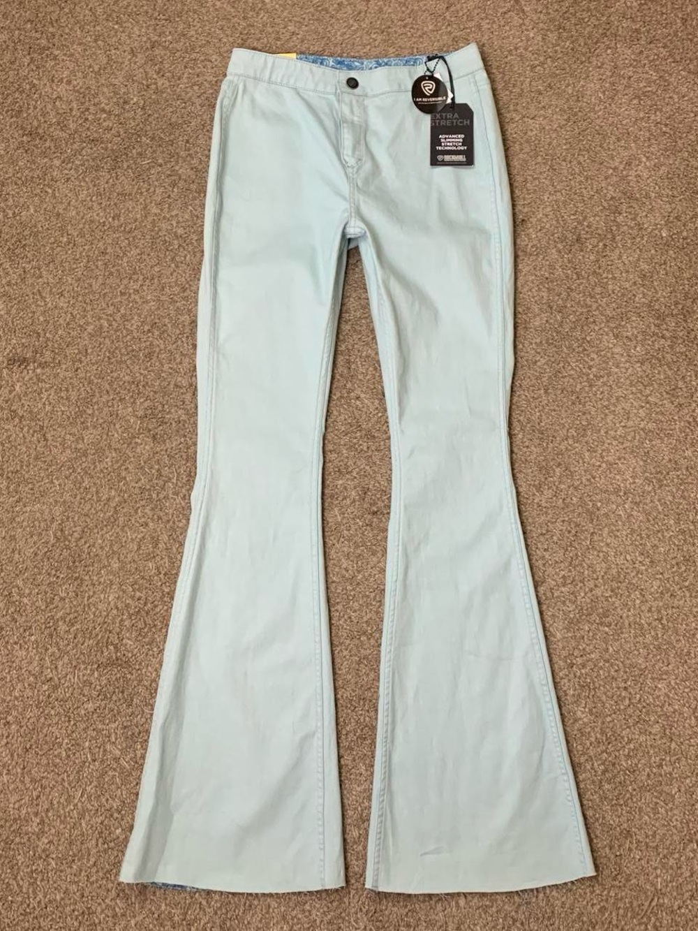 Rock&Roll Denim Womens 29x36 Blue Reversible Bargain Button Flare Jeans Cowgirl